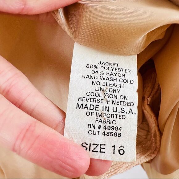 Vintage R&M Richards - Cream Tan Fall Boho Bohemian Stripes Blazer - Size 12 - Picture 7 of 11